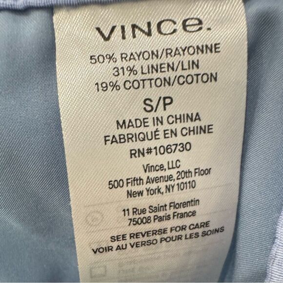 VINCE Pleated woven linen blend wide-leg pants in blue stripe - Picture 14 of 14